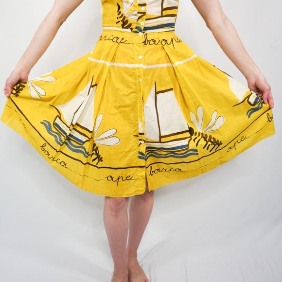 PRADA Yellow Barca Sailboat Button Front Dress - Picture 3 of 8